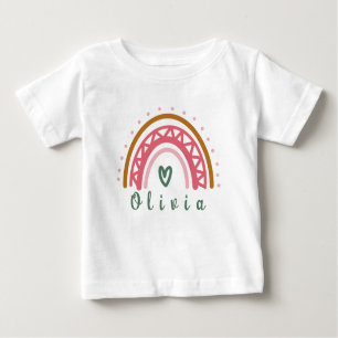 Trendy Boho Rainbow mit Personalisiertem Namen Baby T-shirt