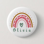 Trendy Boho Rainbow mit Personalisiertem Namen Button (Vorderseite)
