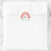 Trendy Boho Rainbow mit Personalisiertem Namen Runder Aufkleber (Tasche)