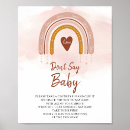 Trendy Boho Rainbow Say Baby Game Sign Poster