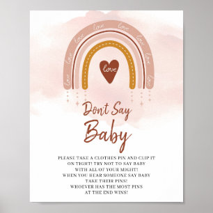 Trendy Boho Rainbow Say Baby Game Sign Poster