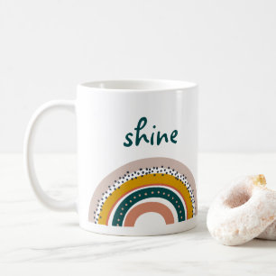 Trendy Boho Rainbow Shine Bright Moderne Textpunkt Kaffeetasse