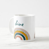 Trendy Boho Rainbow Shine Bright Moderne Textpunkt Kaffeetasse (Vorderseite Links)