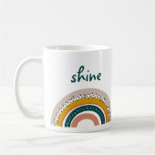 Trendy Boho Rainbow Shine Bright Moderne Textpunkt Kaffeetasse (Links)