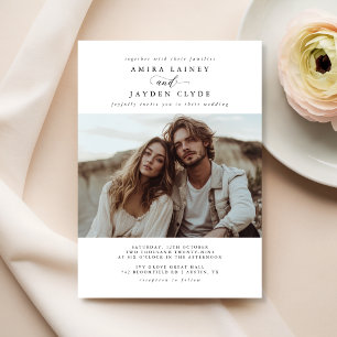 Trendy Boho Rustic Minimalistische Foto Wedding Einladung