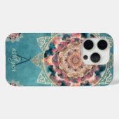 Trendy Boho Wasserfarbnebel Gold Blume Mandala Case-Mate iPhone Hülle (Rückseite (Horizontal))