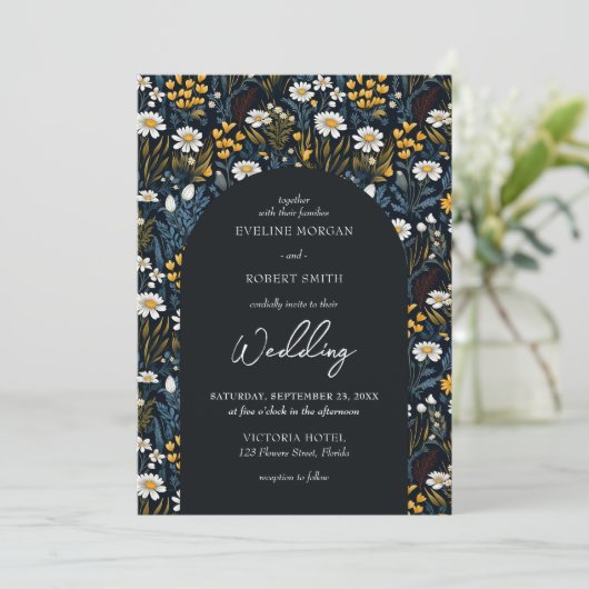 Trendy Boho white gibt wilde Blume Marinebarsch Einladung (Stehend Vorderseite)