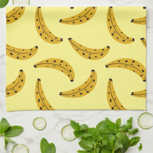 Trendy Bold Banana Patten Yellow Geschirrtuch (Gefaltet)