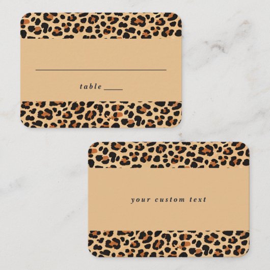 Trendy Bold Brown und Beige Leopard Print Pattern Platzkarte (Vorne/Hinten)