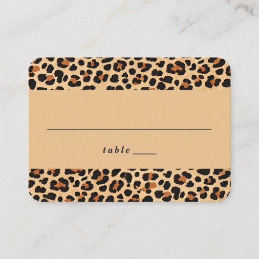 Trendy Bold Brown und Beige Leopard Print Pattern Platzkarte (Vorderseite)