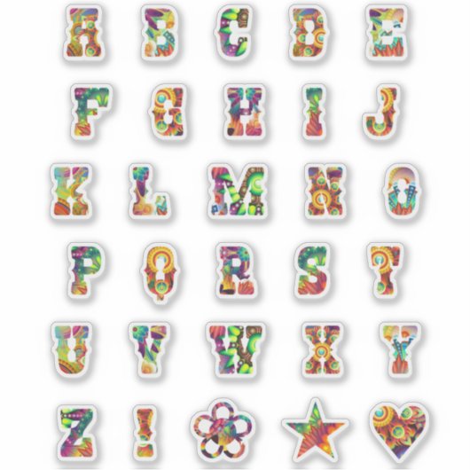 Trendy Bold Letters | Monogram Alphabet Stickers Aufkleber (Vorderseite)