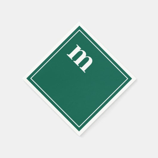 Trendy Bold Lower Case Monogram Emerald Green Serviette (Ecke)