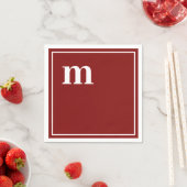 Trendy Bold Lower Case Monogram Garnet Red Serviette (Beispiel)