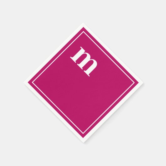Trendy Bold Lower Case Monogram Magenta Serviette (Ecke)