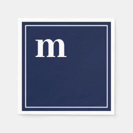 Trendy Bold Lower Case Monogram Navy Blue Napkins Serviette