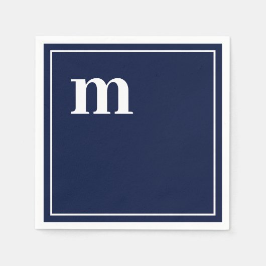 Trendy Bold Lower Case Monogram Navy Blue Napkins Serviette (Vorderseite)