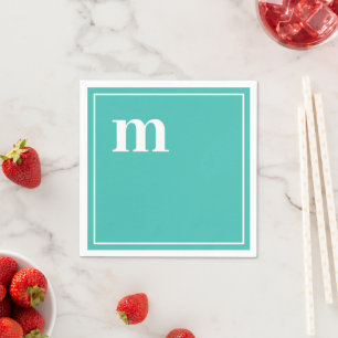 Trendy Bold Lower Case Monogram Türkis Blue Serviette