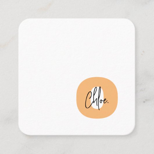 Trendy Bold Monogram Orange Initial Script Name Quadratische Visitenkarte (Vorderseite)