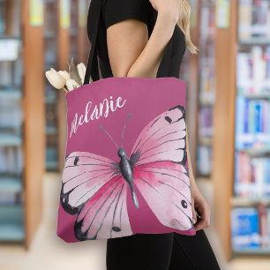 Trendy Bold Pink Butterfly Tasche