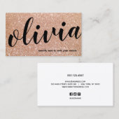 Trendy Bold Rose Gold Glitzer Script Calligraphy Visitenkarte (Vorne/Hinten)