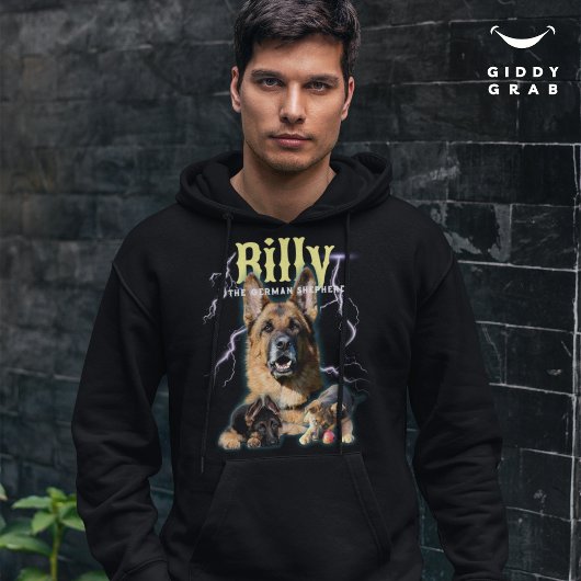 Trendy Bootleg Personalisiert Dog Foto 90er Hoodie