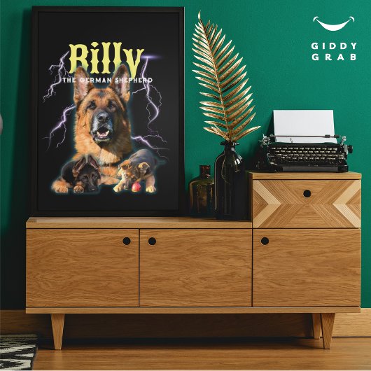 Trendy Bootleg Personalisiert Dog Foto 90er Poster