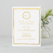 Trendy Border Gold Modern Glam Wedding Foto Folieneinladung (Stehend vorne)