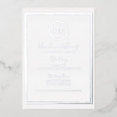 Trendy Border Silver Modern Glam Wedding Foto Folieneinladung (Vorderseite)