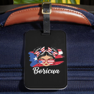 Trendy Boricua Girl Puerto Rico Flag Gepäckanhänger