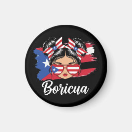 Trendy Boricua Girl Puerto Rico Flag Magnet