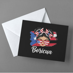 Trendy Boricua Girl Puerto Rico Flag Postkarte