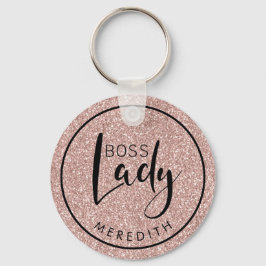 Trendy Boss Lady Blush Pink Glitzer Personalisiert Schlüsselanhänger