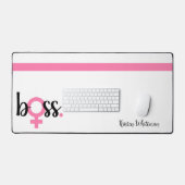 Trendy Boss Lady Modern Typografy Pink Desk Schreibtischunterlage (Tastatur & Maus)