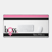 Trendy Boss Lady Moderne Typografie Pink Black Schreibtischunterlage (Tastatur & Maus)