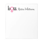 Trendy Boss Lady Modernes Skript Pink Black Notizblock (Vorderseite)