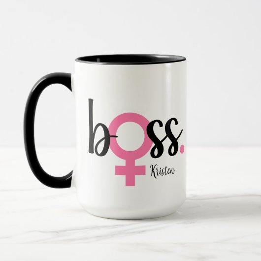 Trendy Boss Lady Tasse Moderne Typografie Pink Bla (Links)