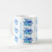 Trendy Botanical Blue Watercolor Blume Kaffeetasse (Vorderseite Links)