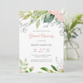 Trendy botanische moderne Schönheitssalon Eröffnun Einladung (Stehend Vorderseite)