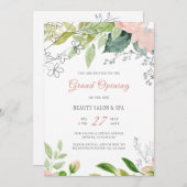 Trendy botanische moderne Schönheitssalon Eröffnun Einladung (Vorne/Hinten)