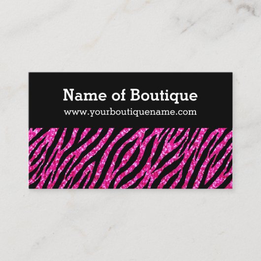 Trendy Boutique Pink und Black Zebra IMITATS Glitz Visitenkarte (Vorderseite)