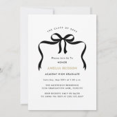 Trendy Bow Ribbon Black & White Foto Abschluss Einladung (Rückseite)