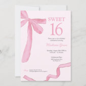 Trendy Bow Ribbon Coquette Sweet 16 Blush Pink  Einladung (Vorderseite)