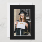 Trendy Bow Ribbon Foto Graduation Party Einladung (Rückseite)