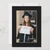 Trendy Bow Ribbon Graduate Foto Graduate Party Einladung (Rückseite)