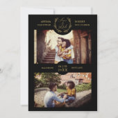 Trendy Branches Black Personalisiert 2 Foto Couple Save The Date (Vorderseite)