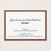 Trendy braune moderne Skript QR-Code Dank Karte (Rückseite)