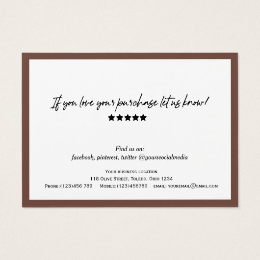 Trendy braune moderne Skript QR-Code Dank Karte (Rückseite)