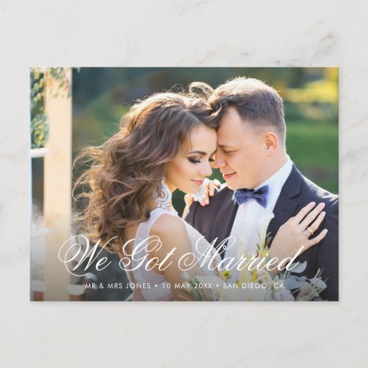Trendy Braut & Bräutigam Foto Hochzeit Ankündigung Postkarte (Vorderseite)