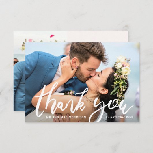 Trendy Braut & Bräutigam Hochzeit danke Ihnen Foto (Vorne/Hinten)