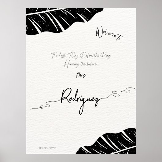 Trendy Brautparty Begrüßungszeichen, benutzerdefin Poster (Vorne)